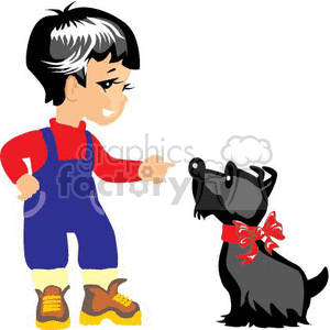 300x300 Royalty Free A Little Boy Training A Dog 369329 Vector Clip Art