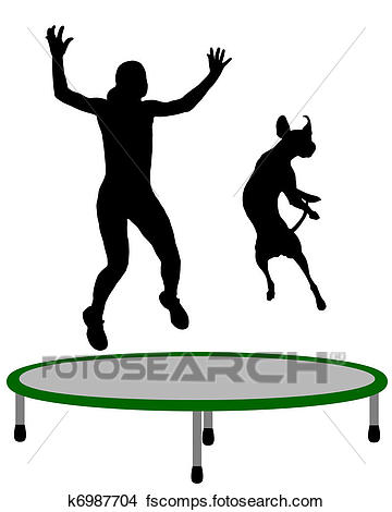 360x470 Clipart Of Woman And Dog Trampoline K6987704