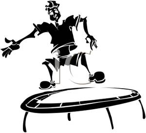 300x273 Black Cartoon Of A Man Jumping On A Trampoline