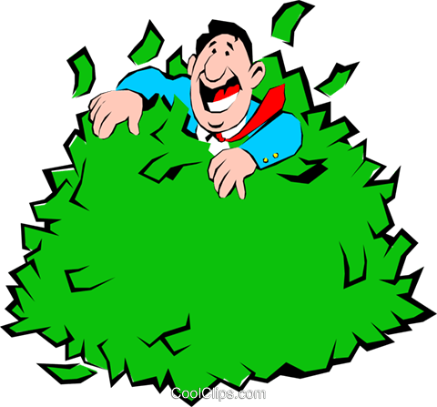 480x447 Cartoon Man Rolling In Money Royalty Free Vector Clip Art