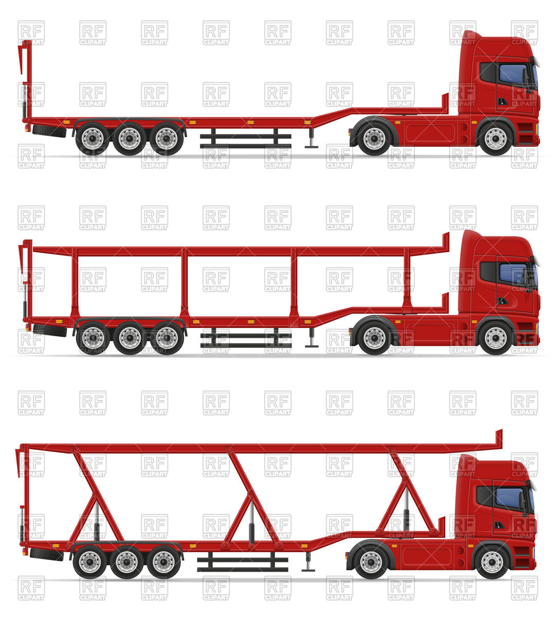 1086x1200 Truck Semi Trailers For Transportation Of Cars Royalty Free Vector
