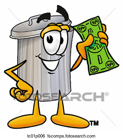 416x470 Clip Art Of Trash Can With Money Tc01p006