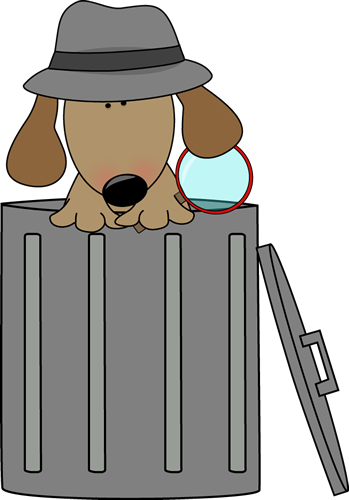 349x500 Dog Looking For Clues In A Trash Can Clip Art
