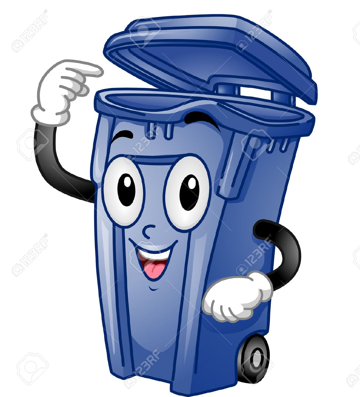 1179x1300 Mascot Illustration Of An Open Trash Can Pointing To Itself Stock