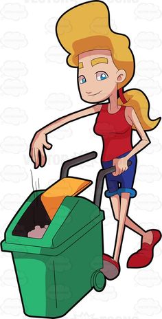 236x464 A Man Pushing A Trash Bin Trash Bins