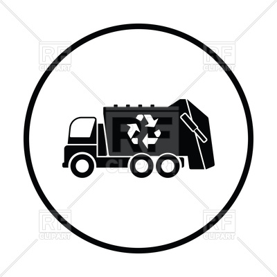 400x400 Silhouette Of Garbage Truck With Recycle Icon Royalty Free Vector
