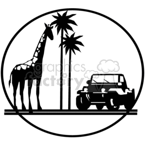 300x300 Royalty Free African Safari Trip Giraffe And Jeep 374861 Vector