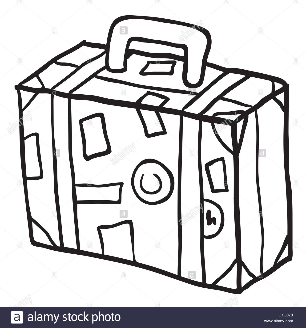 1300x1390 Simple Black And White Travel Suitcase Cartoon Doodle Stock Vector