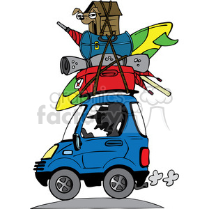 300x300 Royalty Free Vacation Travel Clipart Luggage Stacked On Roof