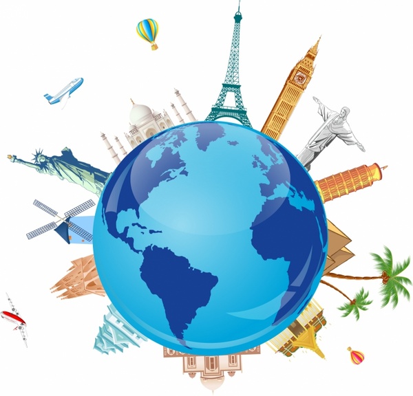 600x576 World Travel Symbols Free Vector In Adobe Illustrator Ai ( Ai