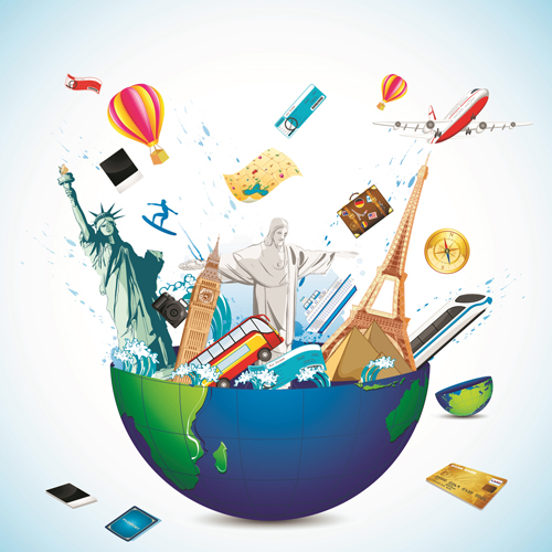 500x500 Fashion Travel Elements Vector Backgrounds Set 01