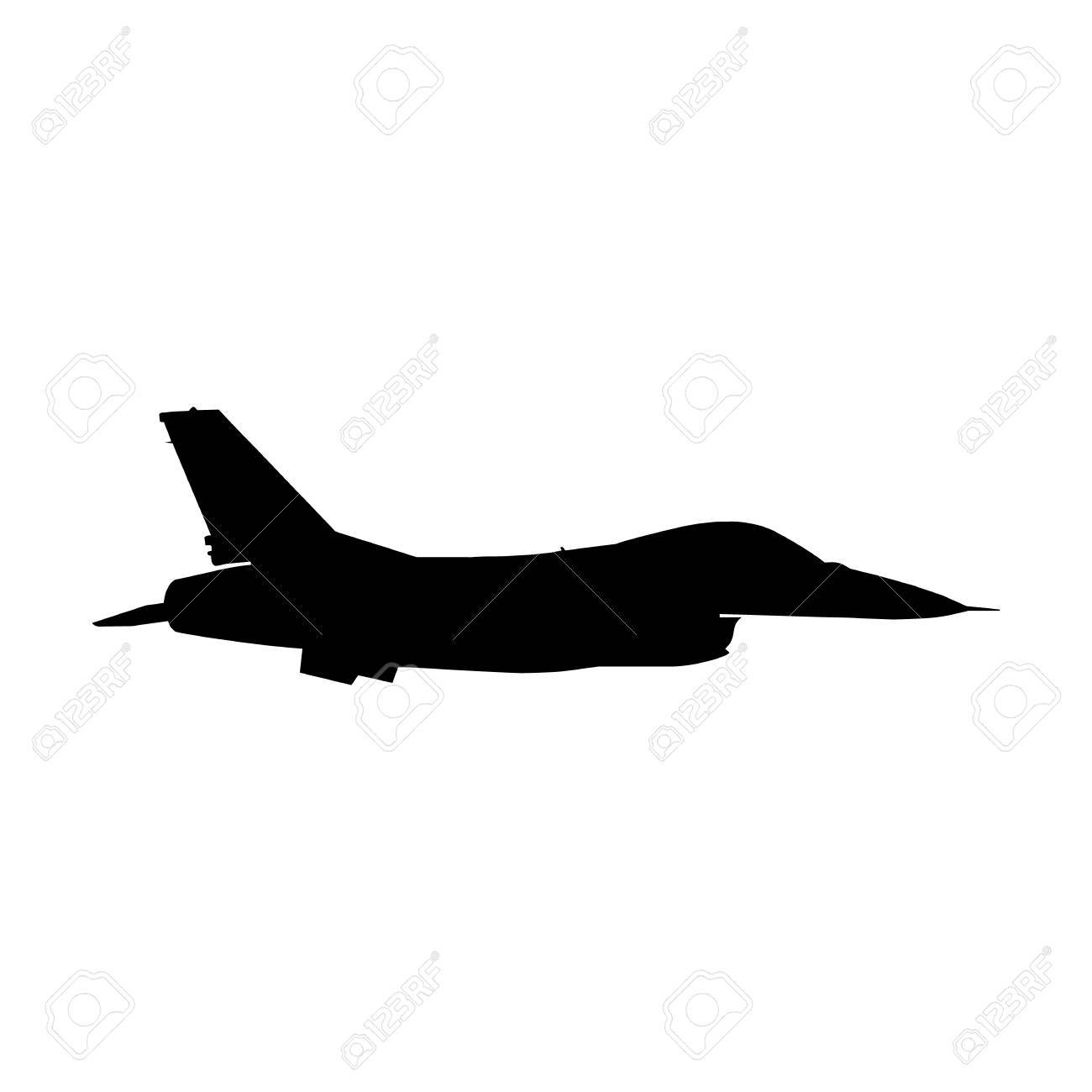 1300x1300 Military Aircraft Detailed Silhouette. Fighter Jet. Vector