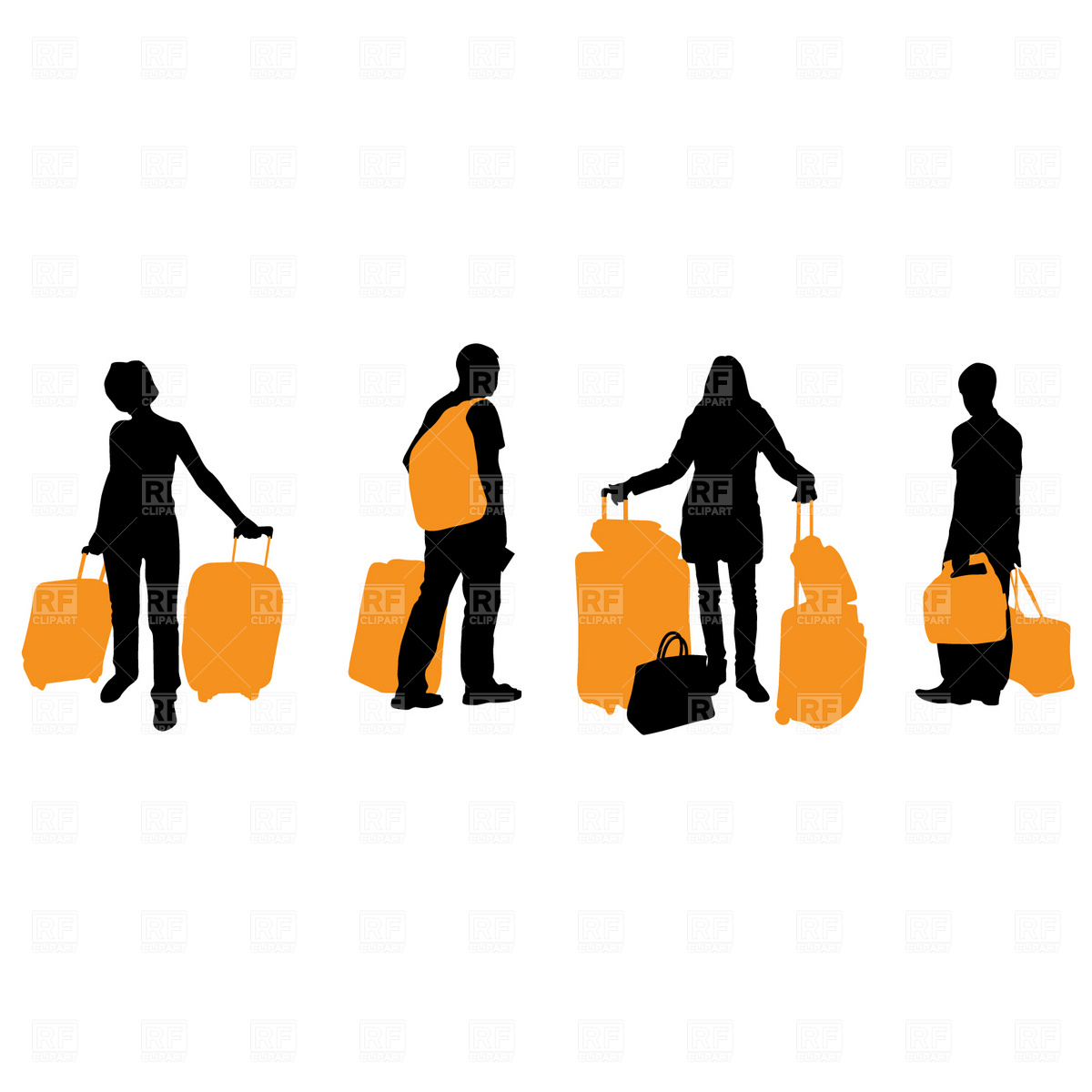 1200x1200 Traveling People With Suitcases And Bags Royalty Free Vector Clip
