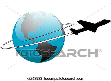 450x328 Clipart Of Airline Travel Around The World Earth Airplane K2258983