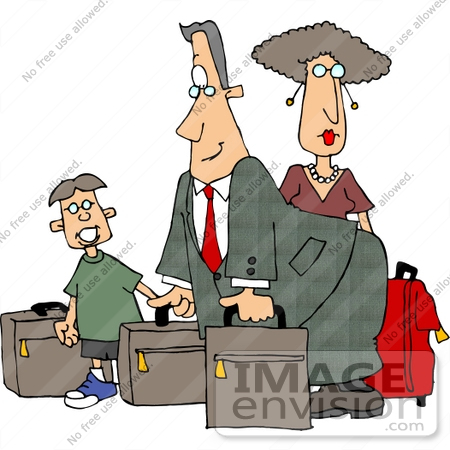 450x450 Caucasian Family Traveling With Luggage Clipart