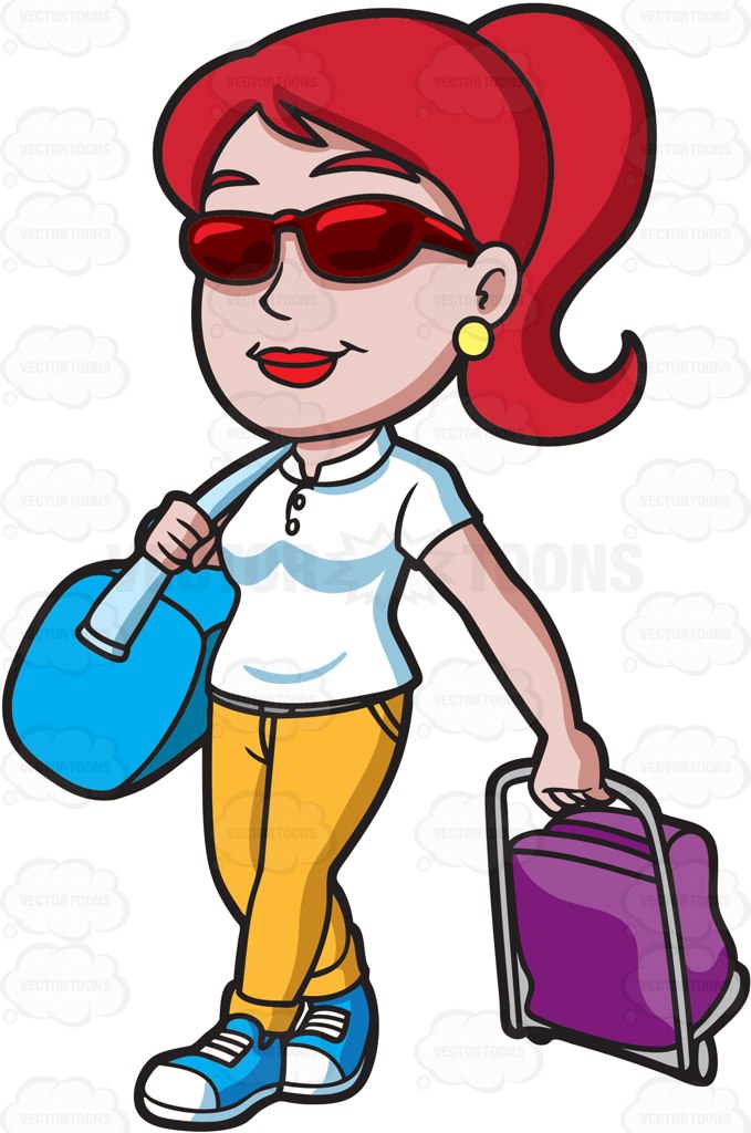 679x1024 A Woman Traveling For A Vacation Cartoon Clipart