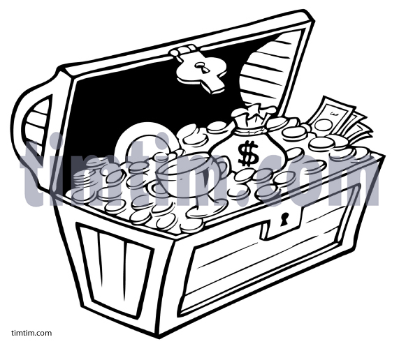 571x493 Treasure Box Black And White Clipart