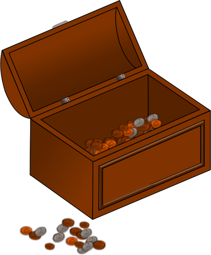 414x500 Vector Clip Art Of Half Empty Treasure Chest With Coins Outside