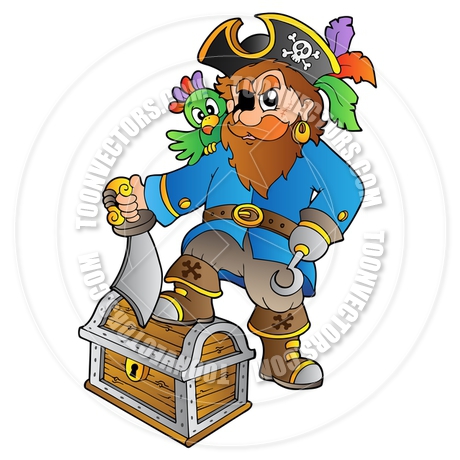 460x460 Cartoon Pirate Standing On Treasure Chest By Clairev Toon