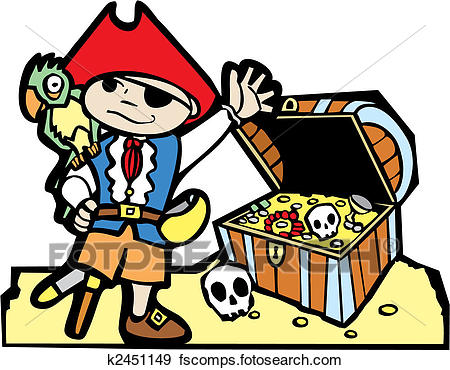 450x370 Clip Art Of Pirate With Treasure Chest K2451149