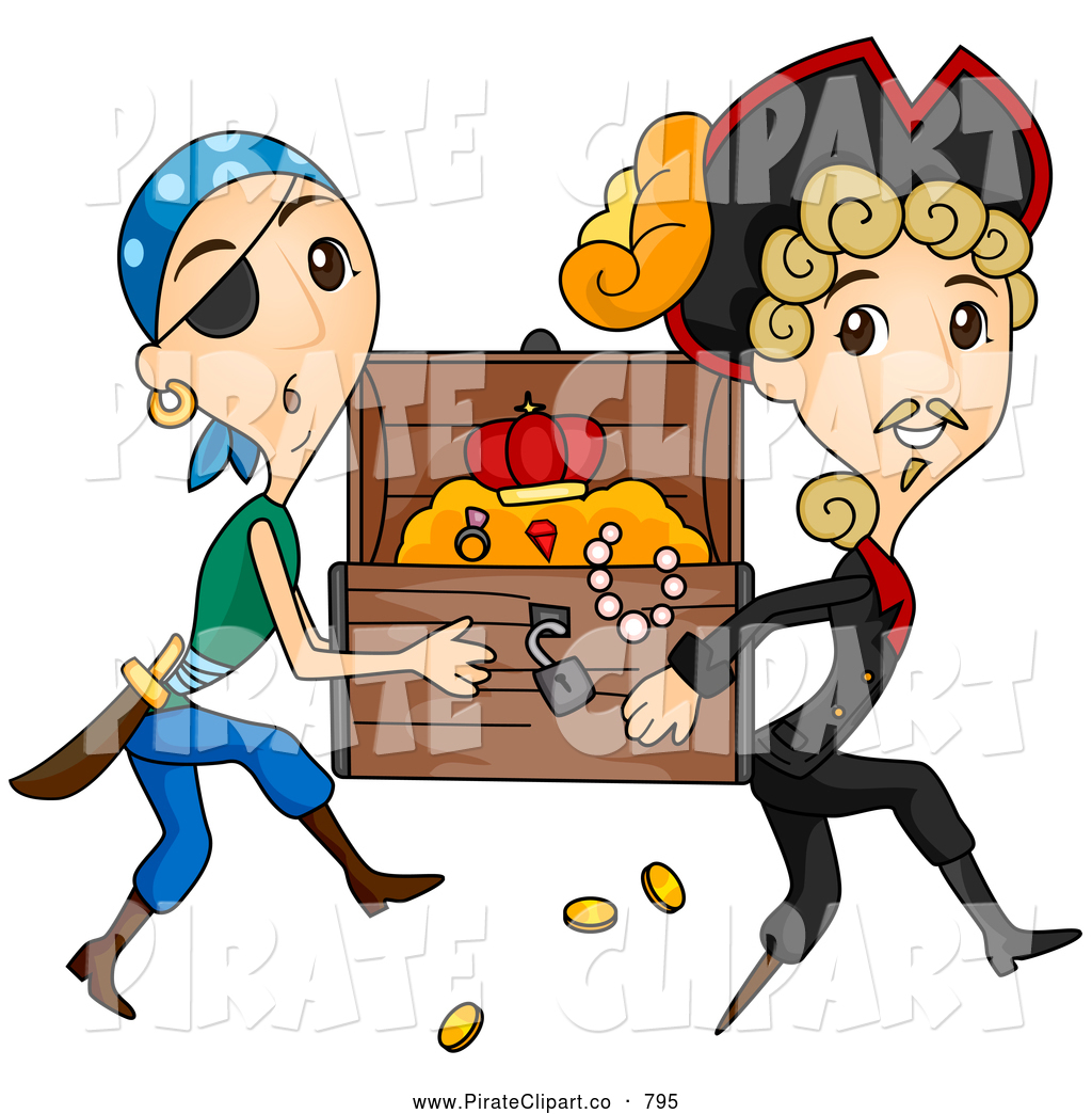 1024x1044 Vector Clip Art Of A Pair Of Pirates Stealing A Treasure Chest By