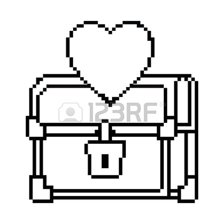 450x450 Pixelated Treasure Chest With Heart Vector Illustration Design