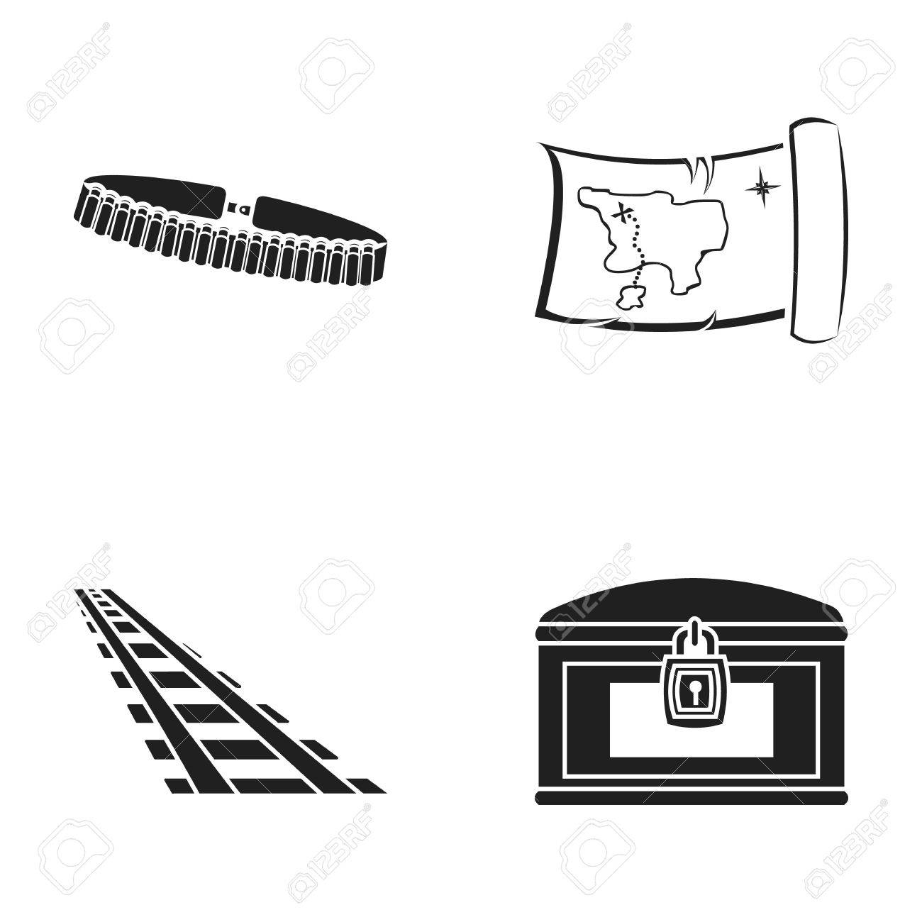 1300x1300 Bandolier, Treasure Map, Chest, Rails.wild West Set Collection