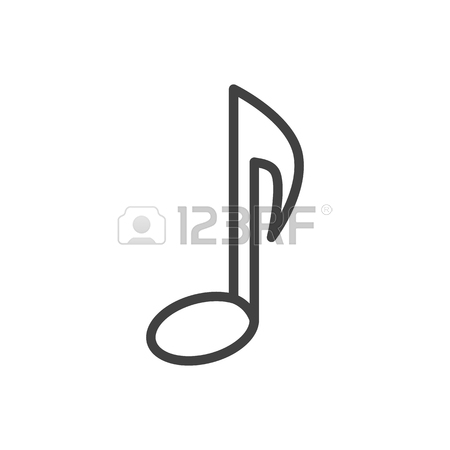 450x450 Isolated Treble Clef Outline Symbol On Clean Background. Vector