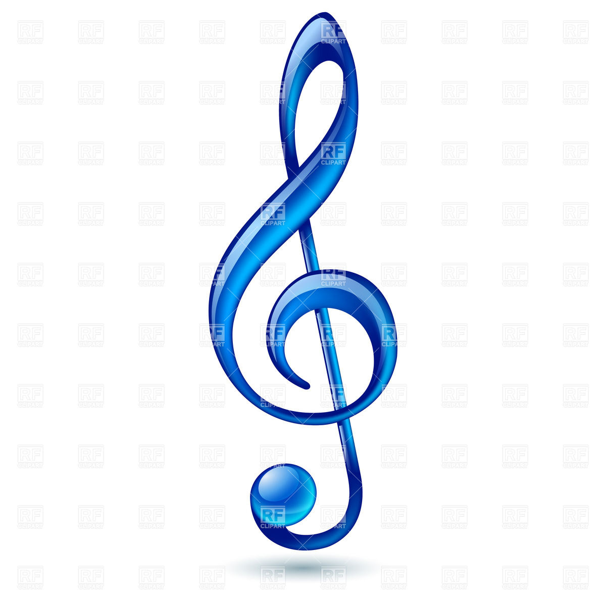 1200x1200 Shiny Blue Treble Clef On White Background Royalty Free Vector