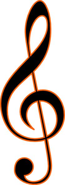 210x593 Treble Clef Black W Orange Outline Clip Art