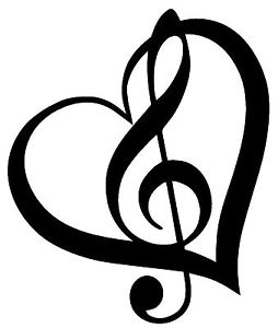 254x300 Treble Clef Inside Heart With Outline Vinyl Decalsticker Cute