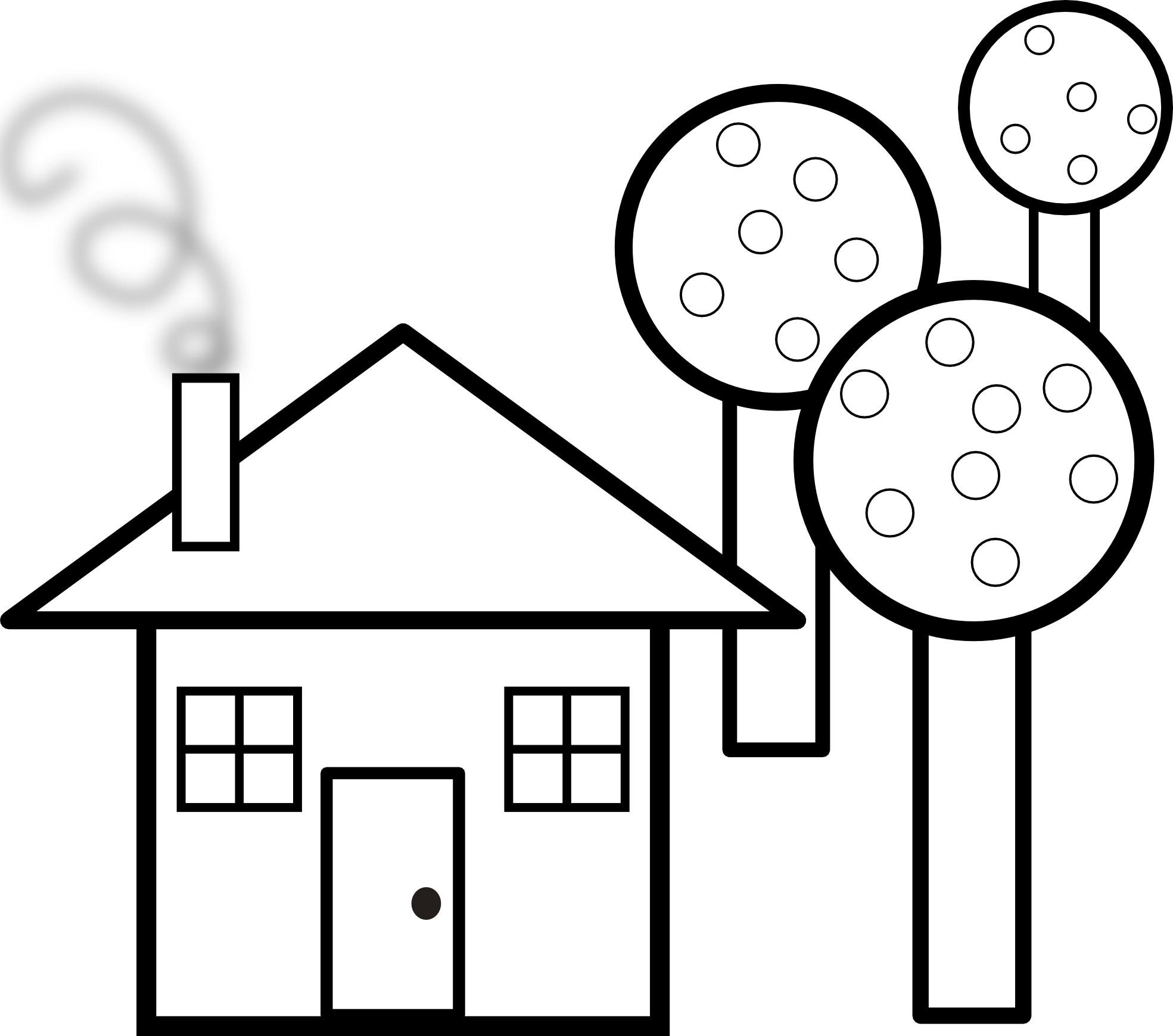 1969x1739 Tree And Black And White House Clipart