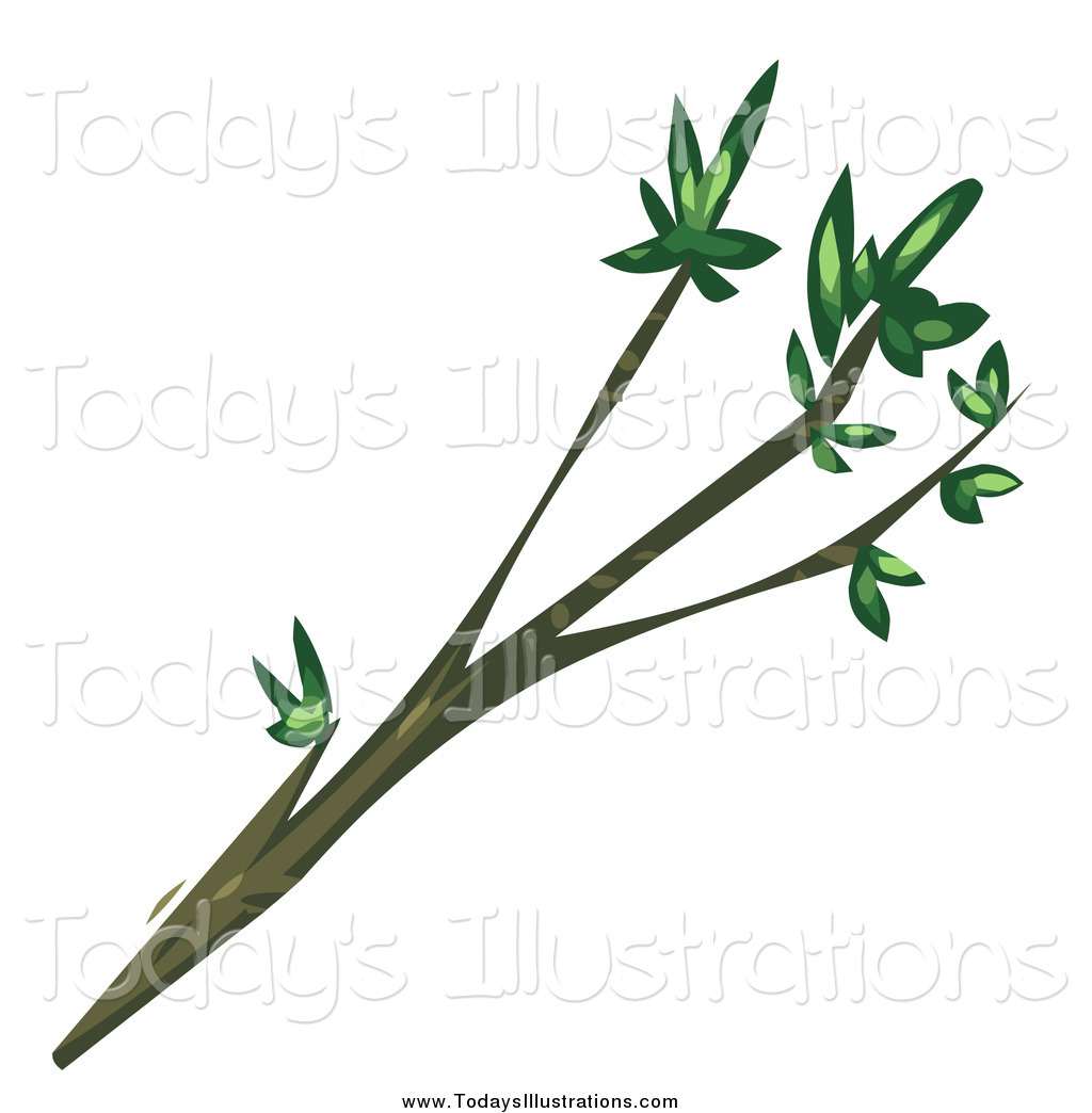 1024x1044 Clipart Of A Tree Branch With Leaves On The Tips By Tonis Pan