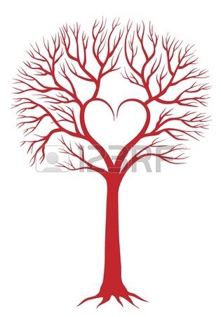 315x450 Red Love Tree With Heart Shaped Branches And Roots, Vector