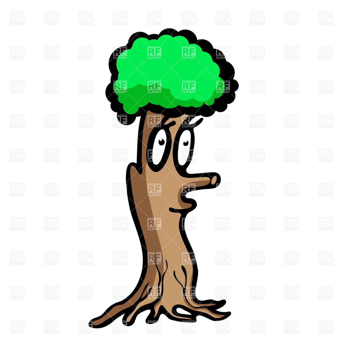1200x1200 Funny Cartoon Tree With Face Royalty Free Vector Clip Art Image