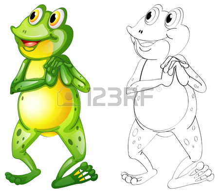 450x398 Animal Outline For Frog With Crown Illustration Royalty Free