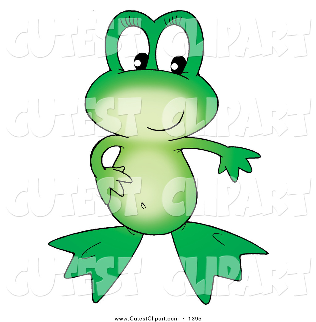 1024x1044 Clip Art Of A Cute Green Tree Frog With One Hand On Her Belly