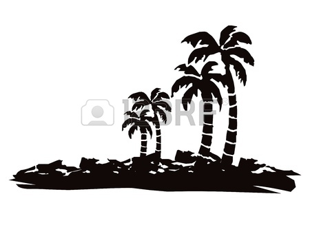 450x327 Coconut Tree For Black And White Image On A White Background Stock