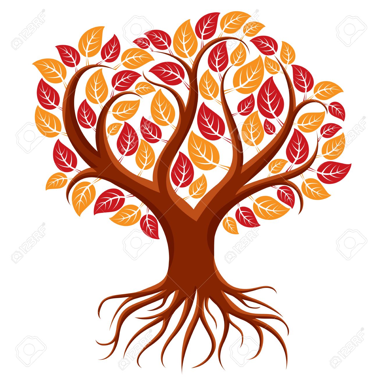 1300x1300 Vector Art Illustration Of Branchy Tree With Strong Roots. Tree