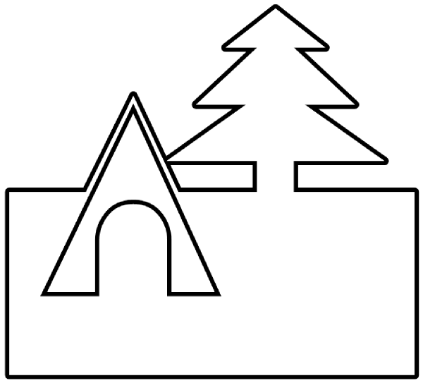 600x543 Tent And Tree Outline Clip Art