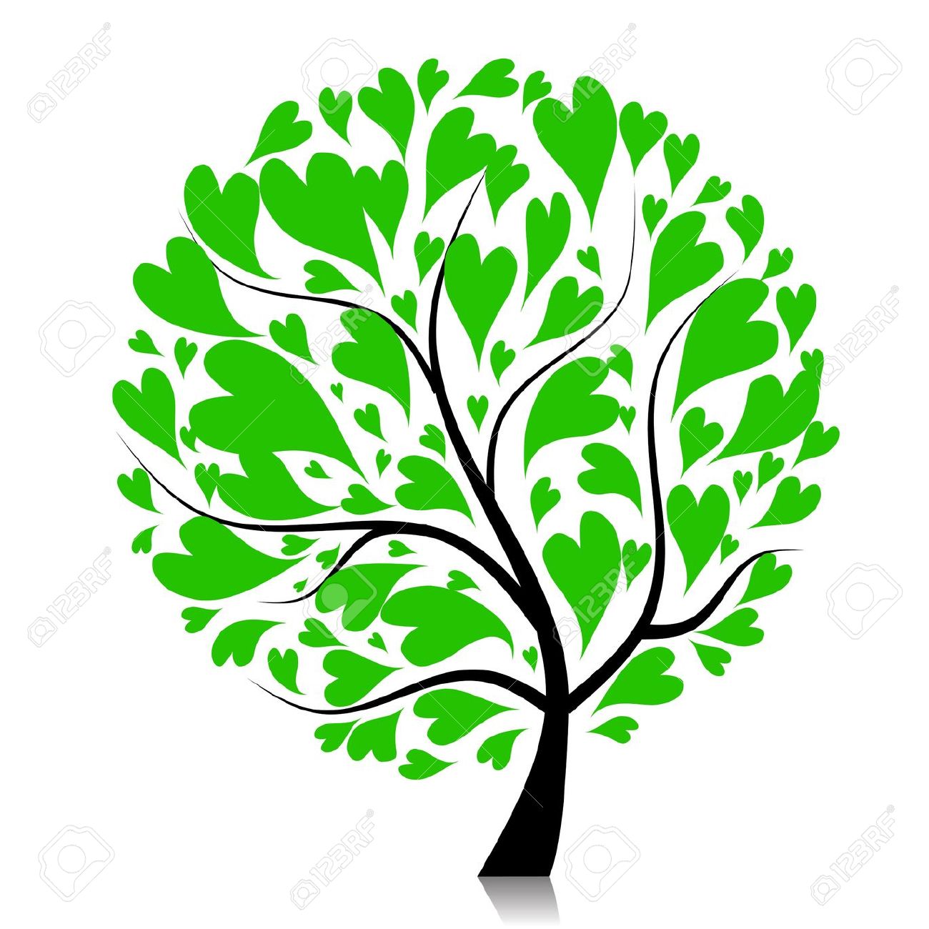 1300x1300 Tree Hearts Clipart