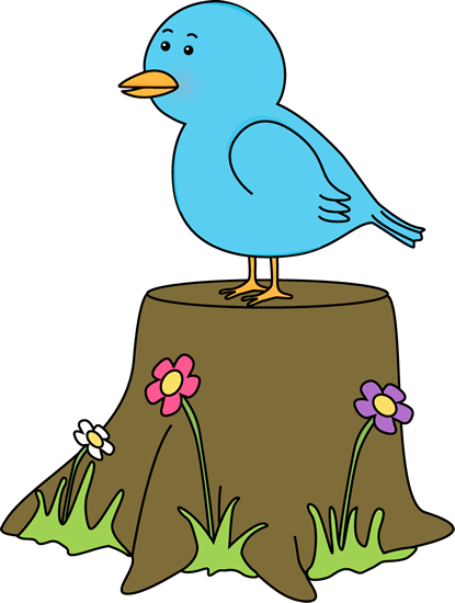 415x550 Bird On A Tree Stump Clip Art