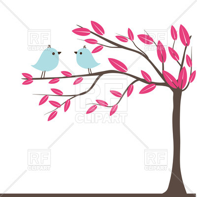 400x400 Couples Of Birds On Autumn Tree Royalty Free Vector Clip Art Image