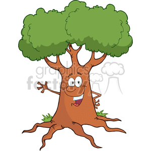 300x300 Royalty Free Happy Brown And Green Tree 382385 Vector Clip Art