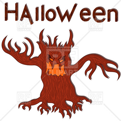 400x400 Halloween Angry Tree With Branches As A Hands Royalty Free Vector