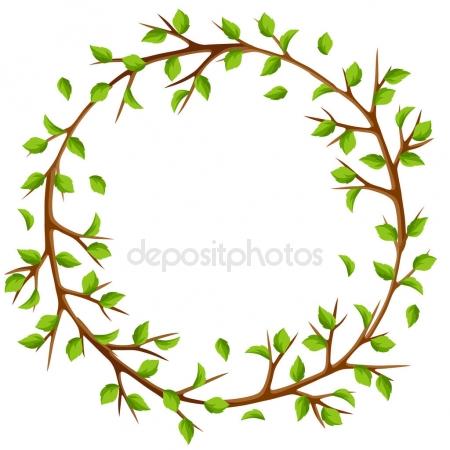 450x450 Summer Frame With Branches Of Tree And Green Leaves. Seasonal