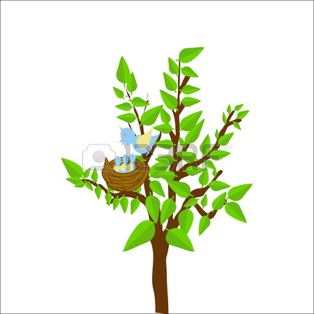 450x450 A Bird Nest On A Tree With Branches And Green Leaves Royalty Free