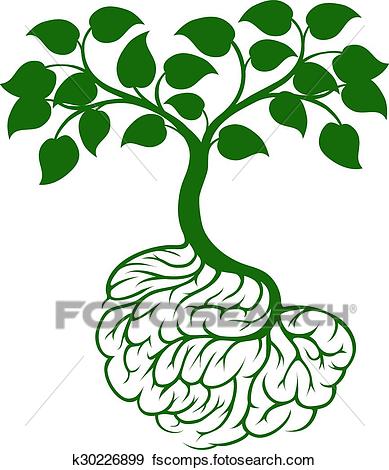389x470 Clip Art Of Brain Roots Tree K30226899