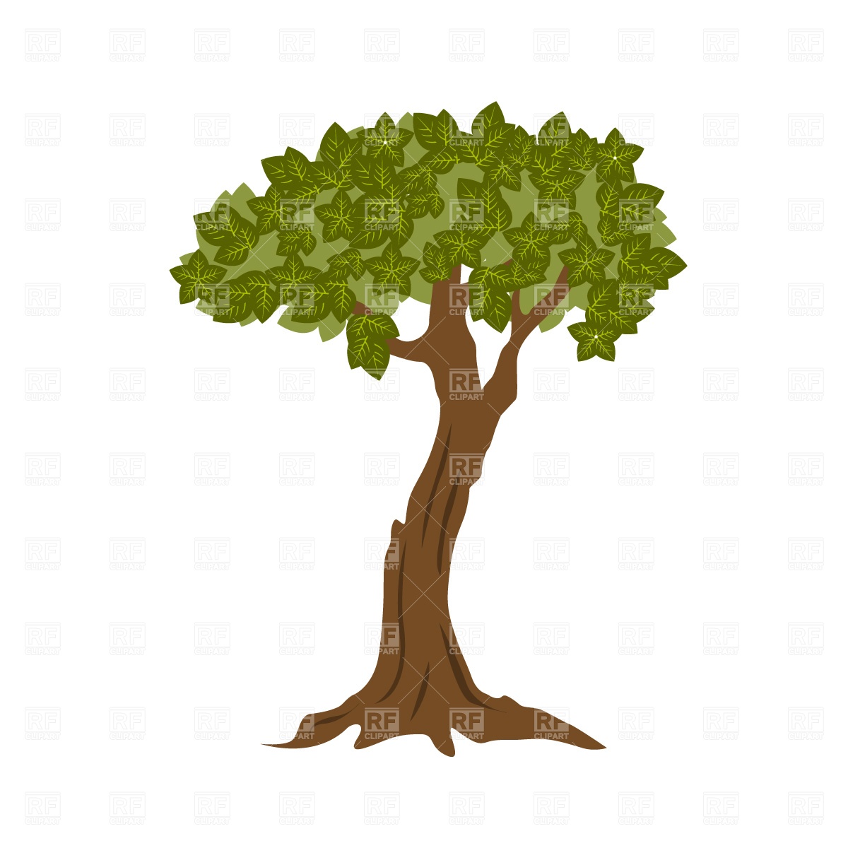 1200x1200 Simple Spring Tree With Roots Royalty Free Vector Clip Art Image