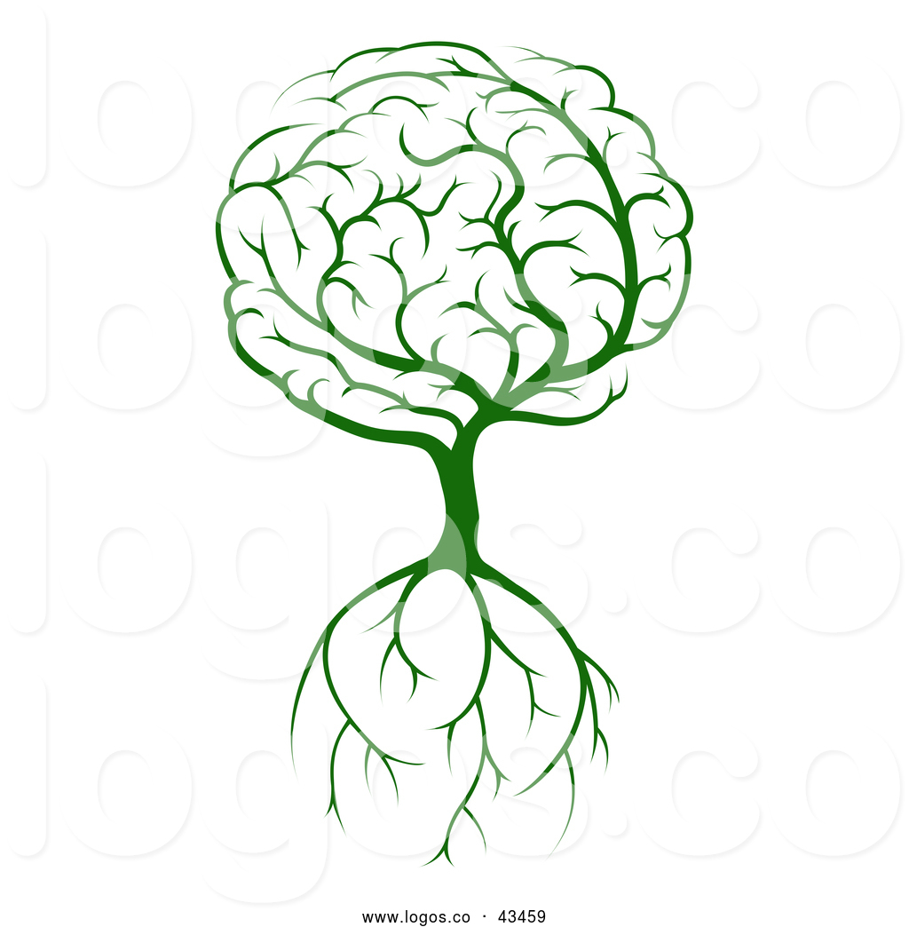 1024x1044 Vector Logo Of Agreen Brain Tree Concept With Roots By